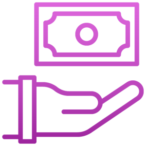 pink hand with money icon